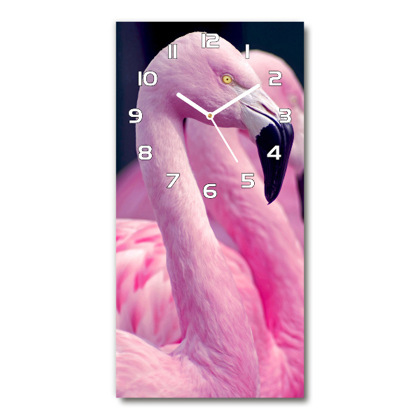 Wanduhr aus glas Flamingos