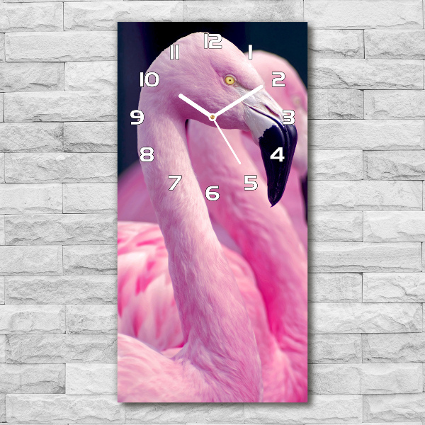 Wanduhr aus glas Flamingos