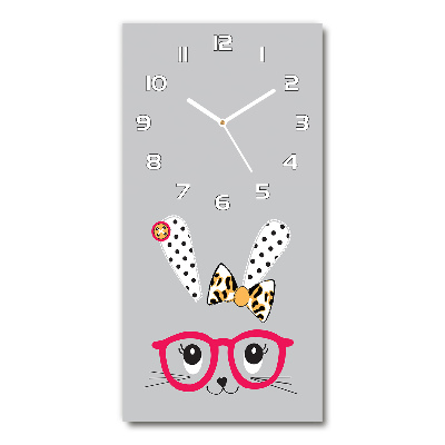 Wanduhr aus glas Kaninchen mit Brille
