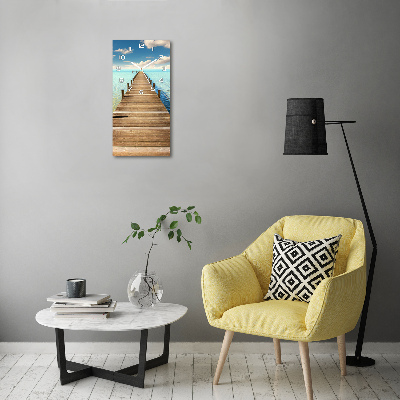 Wanduhr aus glas Holzsteg