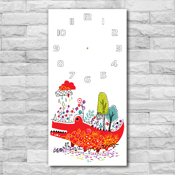 Wanduhr aus glas Krokodil