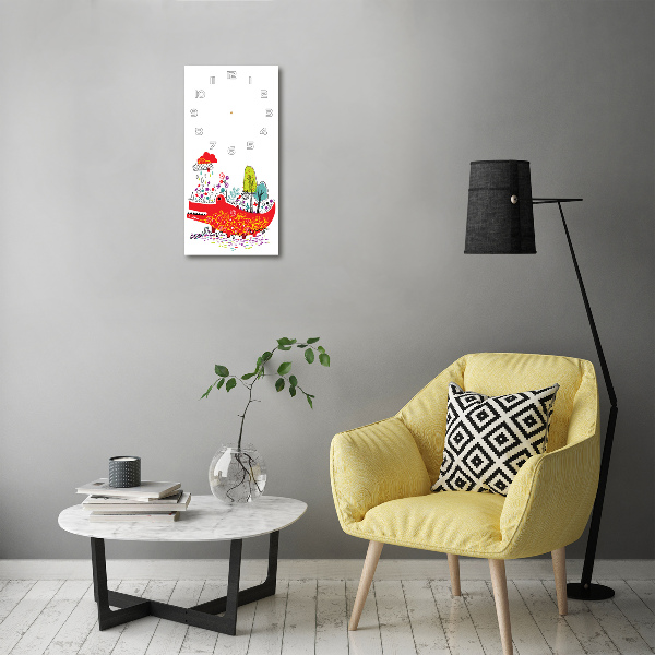 Wanduhr aus glas Krokodil