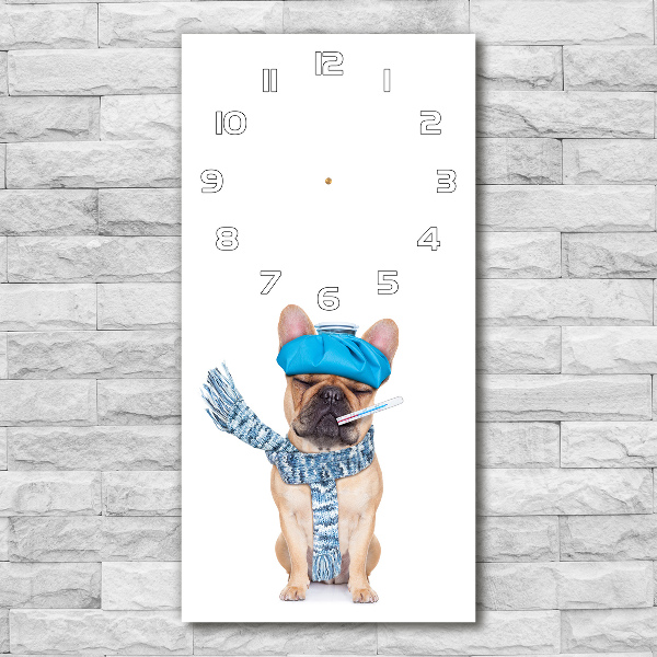 Wanduhr aus glas Kranker Hund