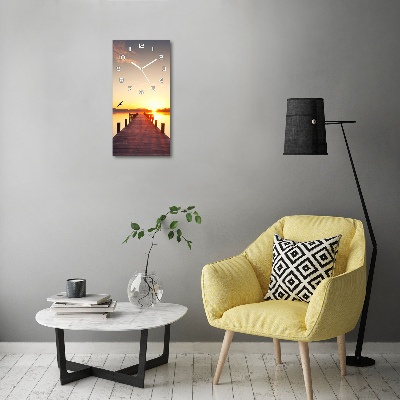 Wanduhr aus glas Sunset Pier