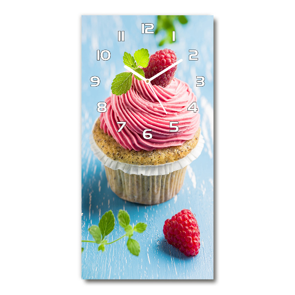 Wanduhr aus glas Himbeer-Cupcake