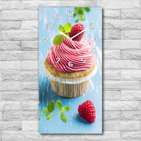 Wanduhr aus glas Himbeer-Cupcake