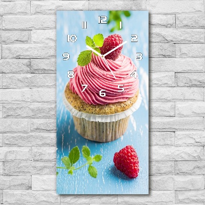 Wanduhr aus glas Himbeer-Cupcake