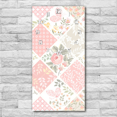 Wanduhr aus glas Blumenmuster