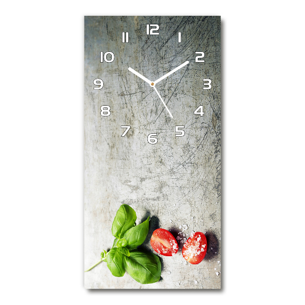 Wanduhr aus glas Tomaten und Basilikum