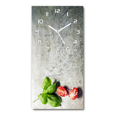 Wanduhr aus glas Tomaten und Basilikum