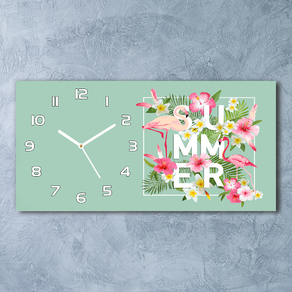 Moderne wanduhr Urlaub und Flamingos