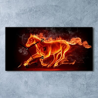 Glasuhr Pferd in Flammen