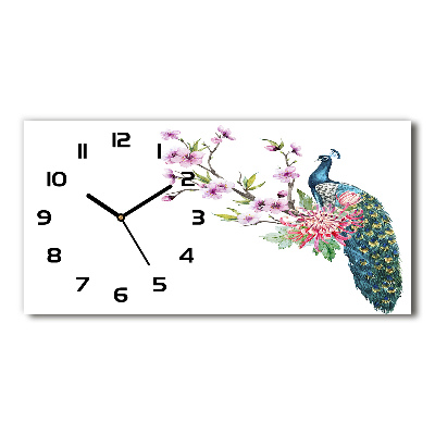 Moderne wanduhr Pfau und Blumen