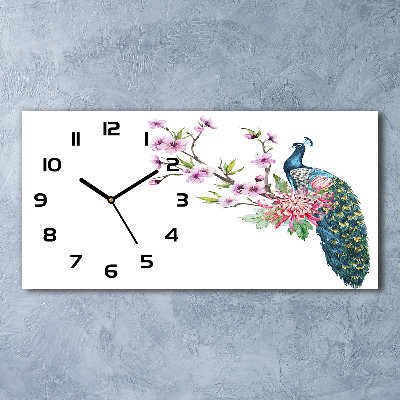 Moderne wanduhr Pfau und Blumen