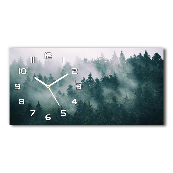 Moderne wanduhr Nebel über dem Wald