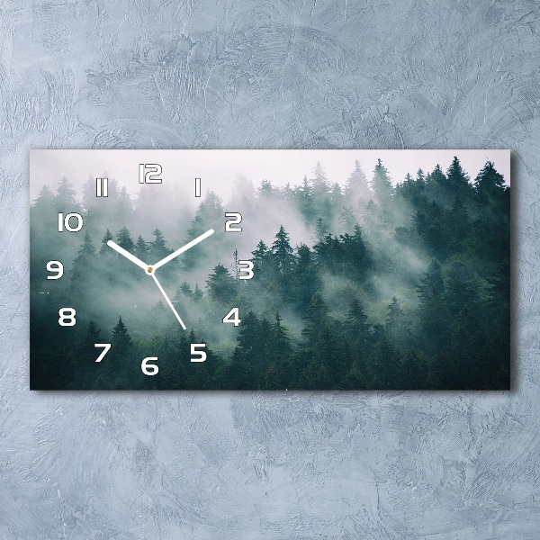 Moderne wanduhr Nebel über dem Wald