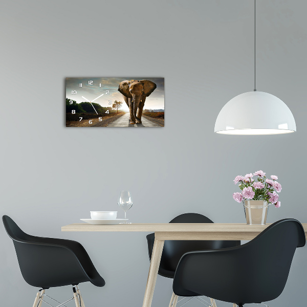 Glasuhr Laufender Elefant