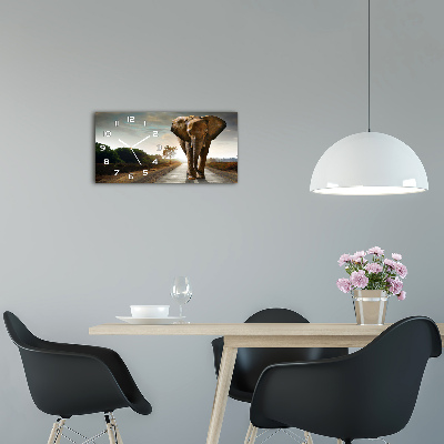 Glasuhr Laufender Elefant