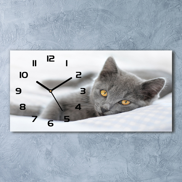 Moderne wanduhr Graue Katze