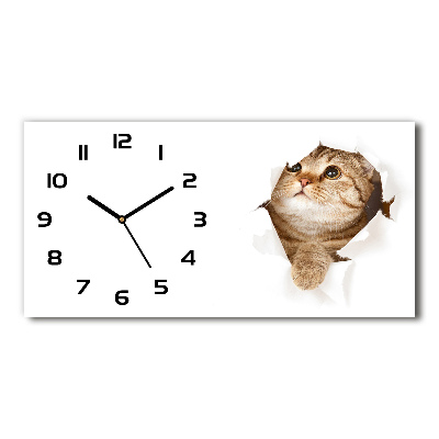 Horizontale Uhr Katze