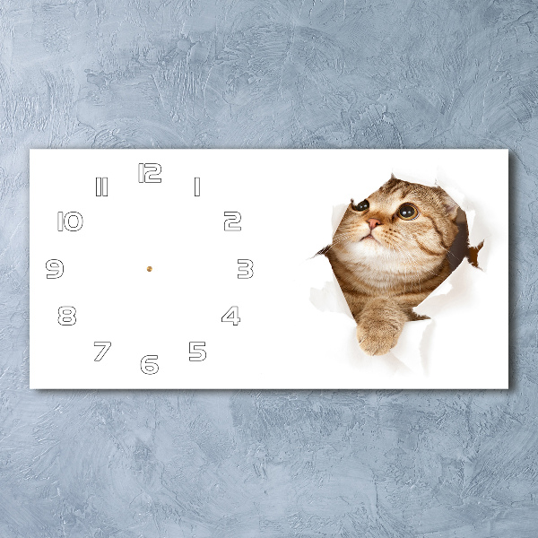 Horizontale Uhr Katze