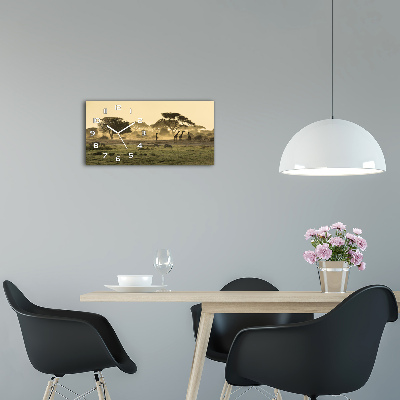 Moderne wanduhr Giraffen in der Savanne