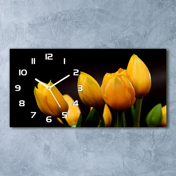 Moderne wanduhr Gelbe Tulpen