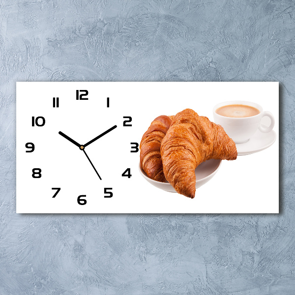 Glasuhr Croissants und Kaffee