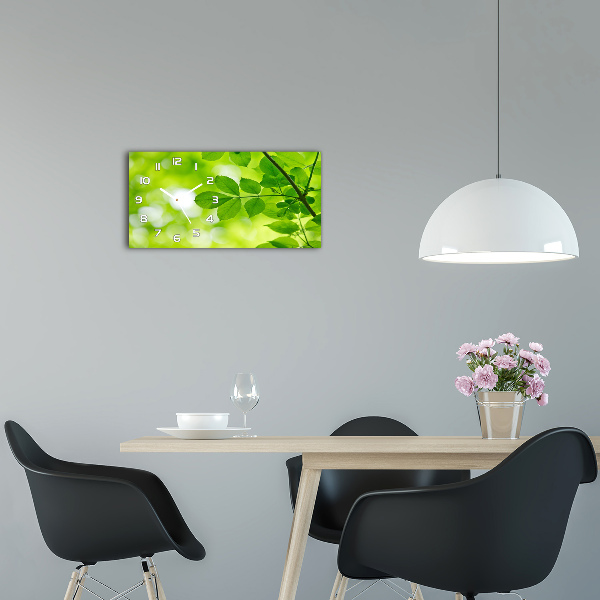 Moderne wanduhr Grüne Blätter