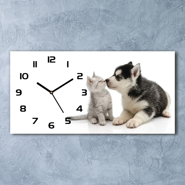 Moderne wanduhr Hund und Katze