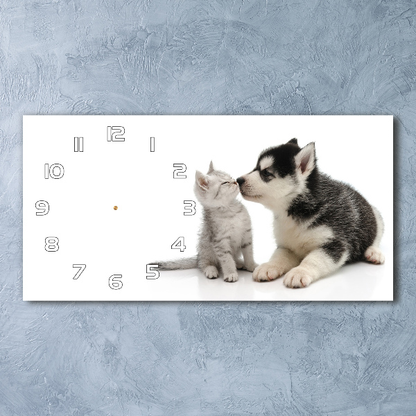 Moderne wanduhr Hund und Katze