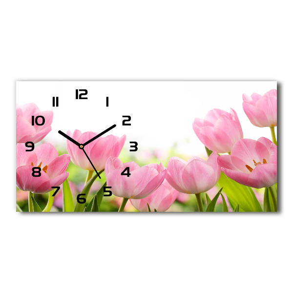 Moderne wanduhr Rosa Tulpen