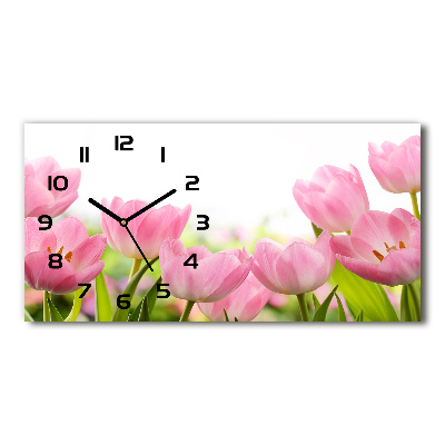 Moderne wanduhr Rosa Tulpen