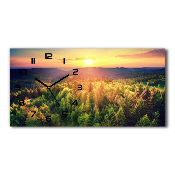Moderne wanduhr Sonnenuntergang im Wald