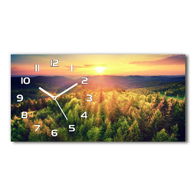 Moderne wanduhr Sonnenuntergang im Wald