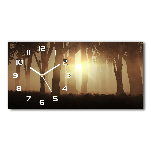 Moderne wanduhr Nebel im Wald