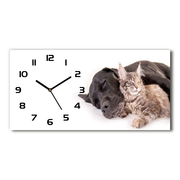 Moderne wanduhr Hund mit Katze