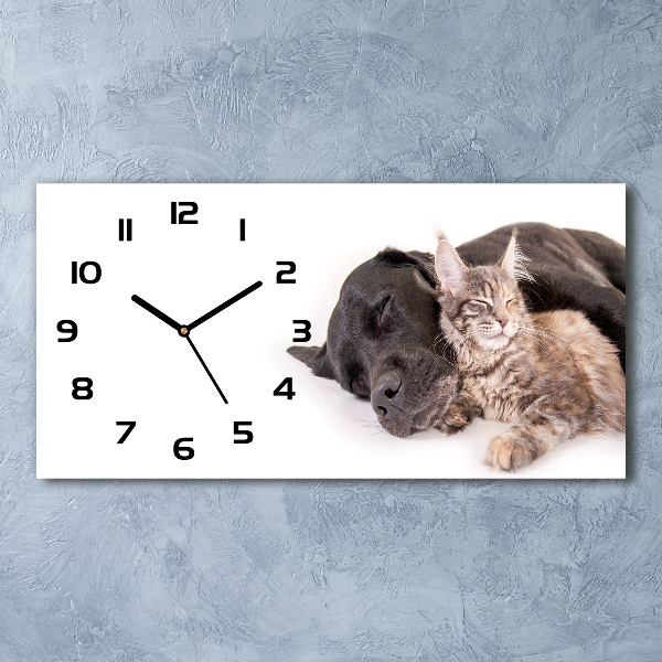 Moderne wanduhr Hund mit Katze