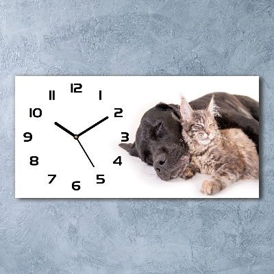 Moderne wanduhr Hund mit Katze
