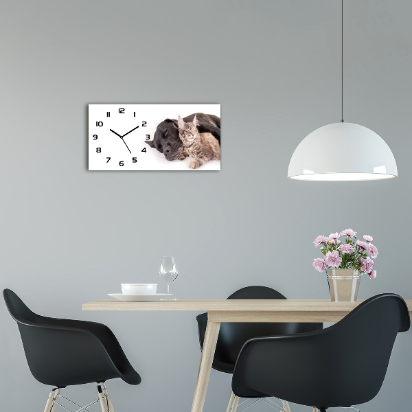 Moderne wanduhr Hund mit Katze
