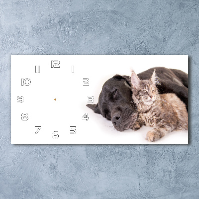 Moderne wanduhr Hund mit Katze