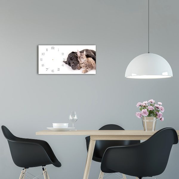 Moderne wanduhr Hund mit Katze