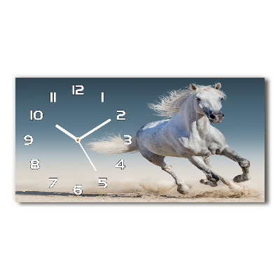 Moderne wanduhr Ein weißes Pferd im Galopp