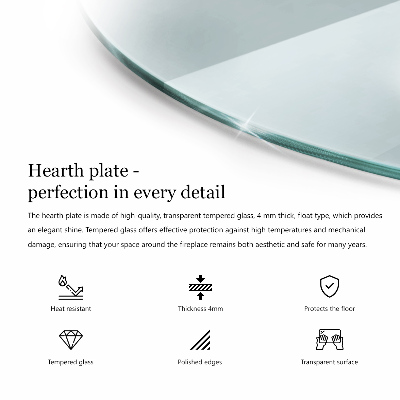 Glasplatte für Kamin rund transparent