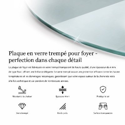 Glasplatte für Kamin rund transparent