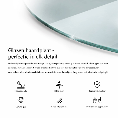 Glasplatte für Kamin rund transparent