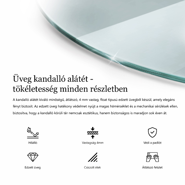 Glasplatte für Kamin rund transparent