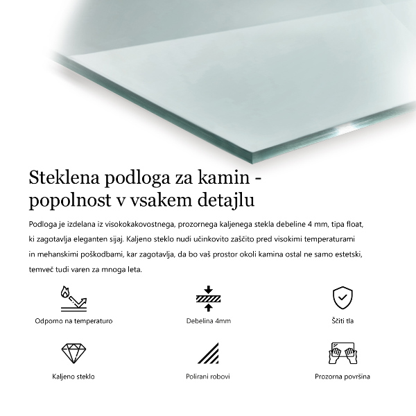 Bodenplatte Glas für Ofen rechteckig transparent