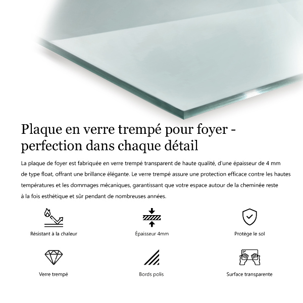 Bodenplatte Glas für Ofen rechteckig transparent