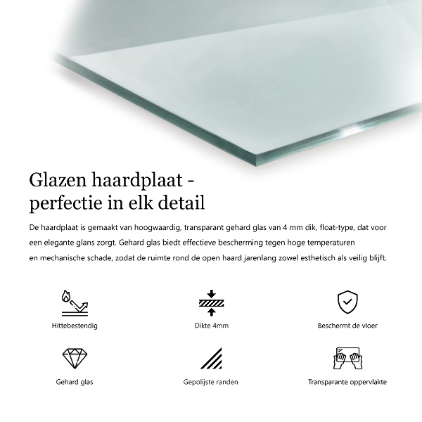 Bodenplatte Glas für Ofen rechteckig transparent